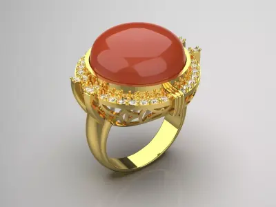 Coral and Diamond Ring Model jr00160 3D print model purchase