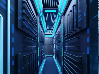 Futuristic Sci-Fi Lab Hall with Corridor 3D model