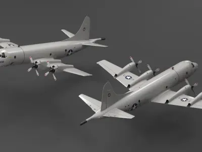 US Navy P3 Orion Anti Submarine Aircraft Flying 