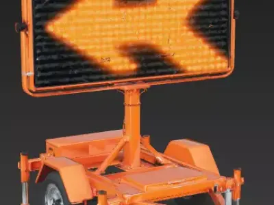 Mobile Traffic LED Arrow Board Trailer 3D Model Low-poly 3D model