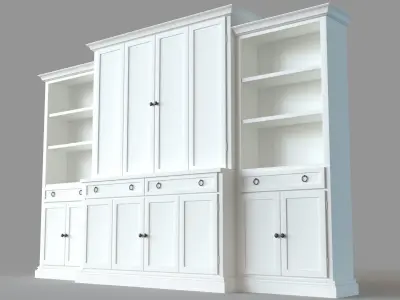 Cameo 4-Piece White Storage Bookcase Entertainment Center 3D model