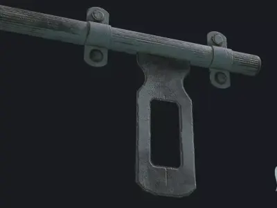 Old padlock door Low-poly 3D model