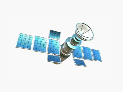 Satellite A03 White Blue - SciFi Space Design Low-poly 3D model