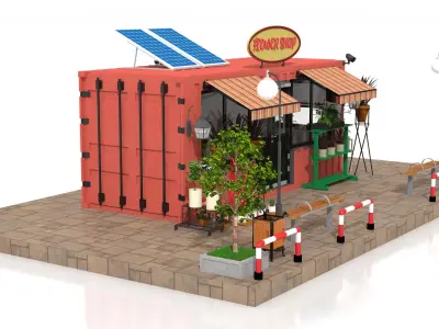 Container Flower Store Low-poly 3D model