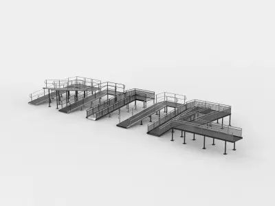 Wheelchair ramp set 3D model