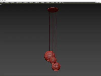 Sculptural Glass 3-Light Globe Low-poly 3D model