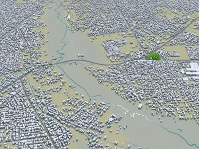 Benin City Nigeria 50km Low-poly 3D model