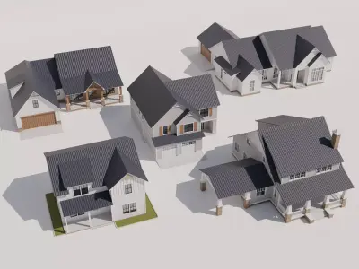 Cottage Houses Collection 2 Low-poly 3D model