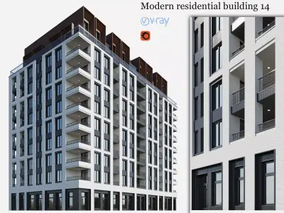Modern residential building 14 3D model