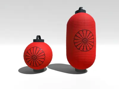 Dynamic Japanese Lampions Low-poly 3D model