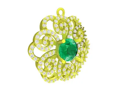 Floral Halo Gemstone Pendant 4953 3D print model