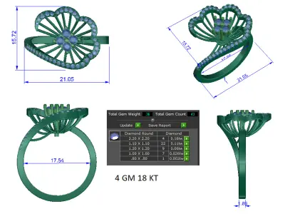 Women Ring  Render 3dm STL OBJ FBX Details 3D print model 366
