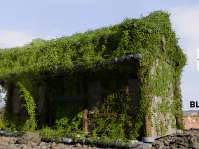 Games Old Abandoned House with Ivy Vegetation Low-poly 3D model