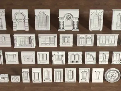 Building Facade Collection 5 - 35 pieces 3D model