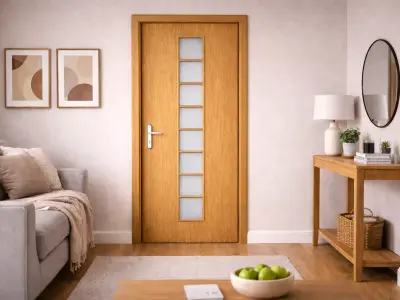 Oak Vertical Frosted Glass Door Low-poly 3D model