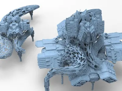 Alien Hybrid base design Exterior 2 models  3D model