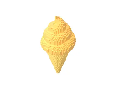 Voxel Ice Cream Cone v1 003 Low-poly 3D model