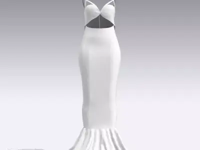 fish tail skirt heart elastic window necklone draped Low-poly 3D model