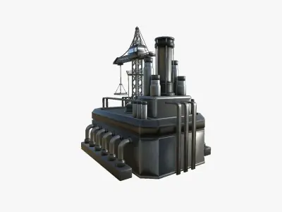 SciFi Factory A09 Dark Metal - Sci Fi Exterior Design Low-poly 3D model