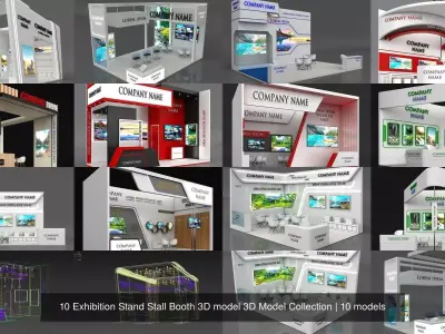 10 Exhibition Stand Stall Booth 3D model 3D Model Collection 3D Model Pack