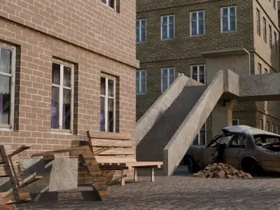 abandoned city scene design 3D model