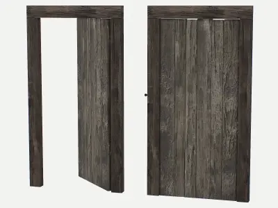 Door Old Wooden  Low-poly 3D model