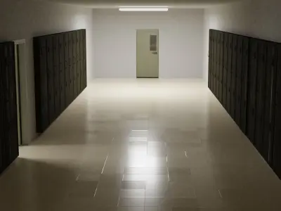 School corridor Low-poly 3D model