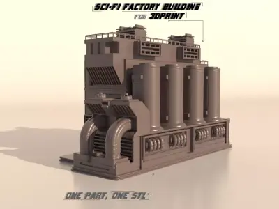 Sci-fi Factory building for 3Dprint 3D print model