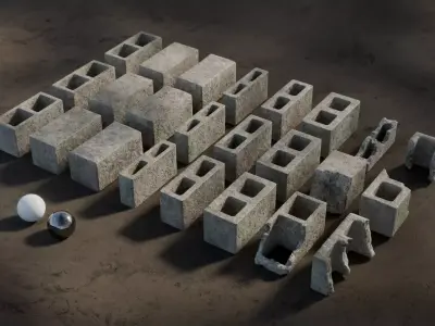 Contrete blocks set 01 Low-poly 3D model