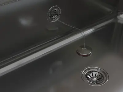 Contemporary Kitchen Sink Unit with Marble Worktop Free low-poly 3D model