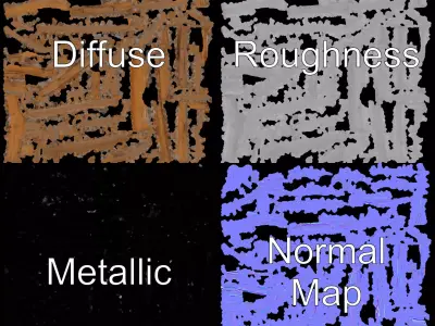 Rustic Wooden Fence model pack Low-poly 3D model