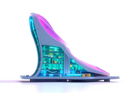 Futuristic Skyscraper Module with Dynamic Facade Model Pack Low-poly 3D model