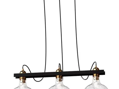 Leila pendant chandelier made of metal and glass 3D model