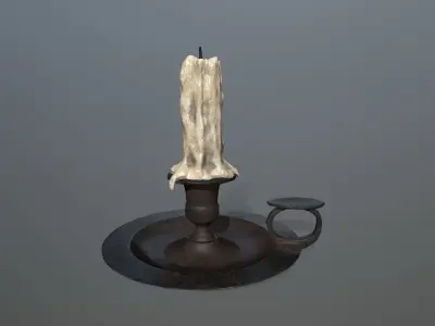 Candlestick candle Low-poly 3D model