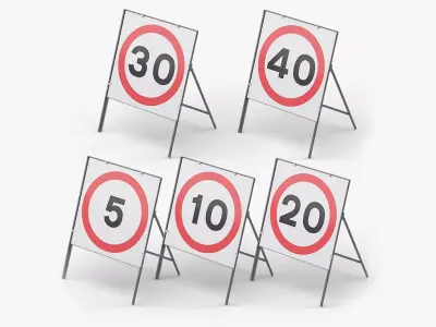 Speed Limit Temporary Road Signs 01 3D Model Pack