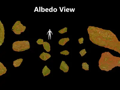 17x Rock Stone Scan Lowpoly Processed Mossy Forest Collection Low-poly 3D model
