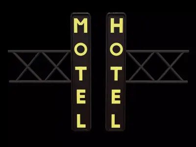 hotel motel neon sign 3D model