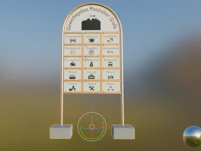 Company Signpost 3 Columns High-Poly Version 3D model