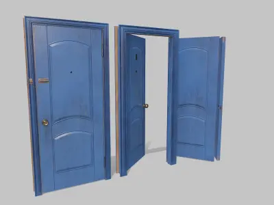 Door light blue 05 Low-poly 3D model