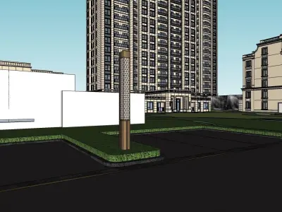 Residential Building Landscape Sketchup Model 3D model