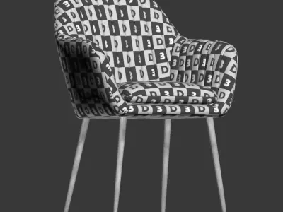 Deephoue Chair Lausanne sea blue velvet 3D model