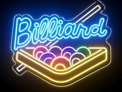 Billiard Neon Sign 3D model purchase