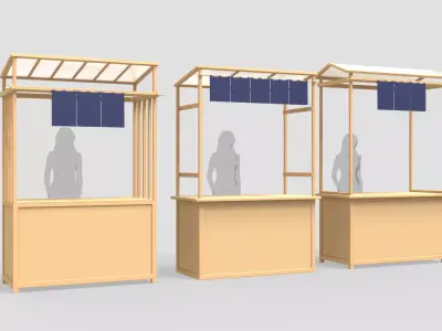 Asian Wooden Food Stands 3D model