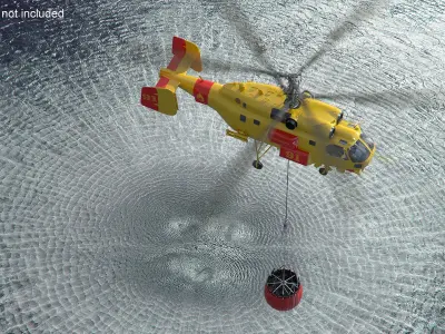  Rescue Firefighting Helicopter with Bucket Yellow 