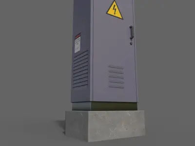 PBR Electric Box Purple V2 Low-poly 3D model