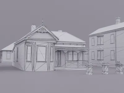 Victorian Houses Pack Low-poly 3D model