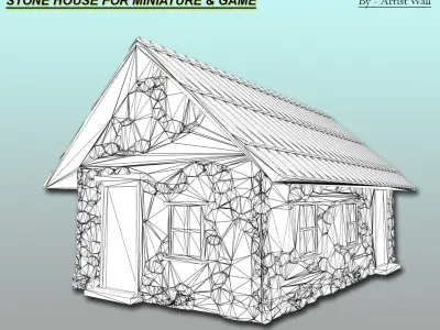 Stone House For Miniatures and Game  3D print model