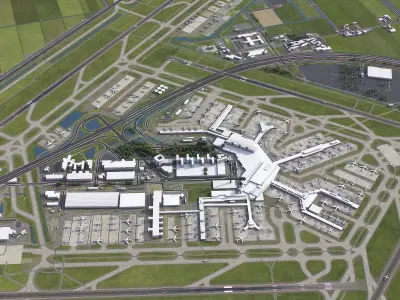 Amsterdam - Schiphol Airport - AMS Low-poly 3D model