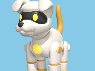Plastic cute robot dog toy  Low-poly 3D model