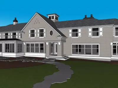 Luxury Single Family House and Site  Modern Residential 3D Model Low-poly 3D model
